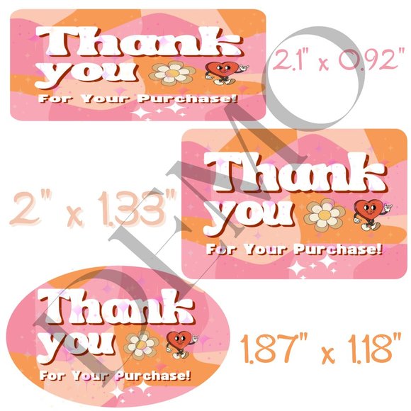 Retro Holographic Thank You Stickers for Shipping Boxes - Picture 3 of 3